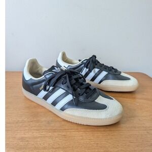 Adidas Samba OG Black White Gum Leather Sneakers B75807 Mens 9 US